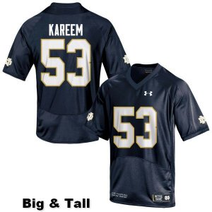 Notre Dame Fighting Irish Men's Khalid Kareem #53 Navy Blue Under Armour Authentic Stitched Big & Tall College NCAA Football Jersey FUG2399YT